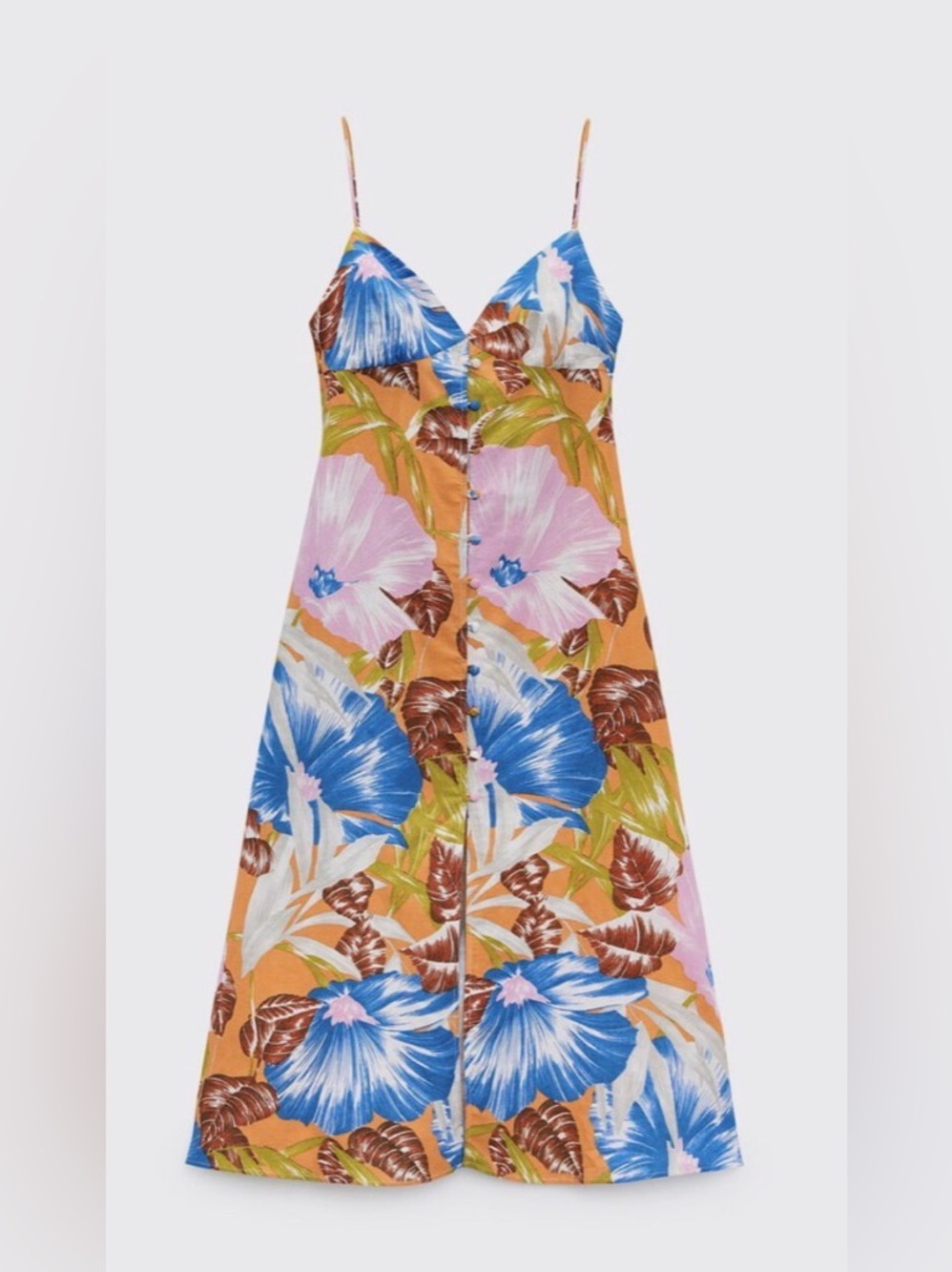 NWT ZARA Tropic Print Midi Dress